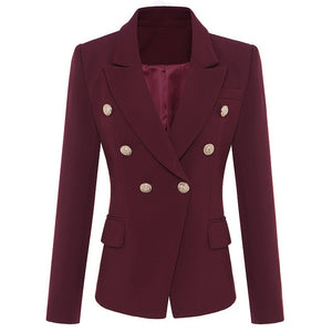 O'ZACKET Double Breasted Metal Lion Button Designer Blazer