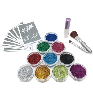 DIYEAH Big 10 Colors Glitter Temporary Face Painting Kit