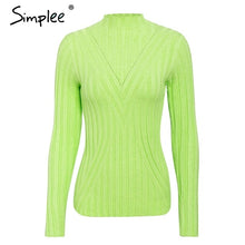 Load image into Gallery viewer, SIMPLEE Knitted Long Sleeve Turtleneck Pullover