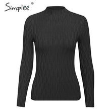 Load image into Gallery viewer, SIMPLEE Knitted Long Sleeve Turtleneck Pullover