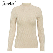 Load image into Gallery viewer, SIMPLEE Knitted Long Sleeve Turtleneck Pullover