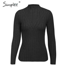 Load image into Gallery viewer, SIMPLEE Knitted Long Sleeve Turtleneck Pullover