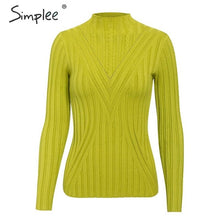 Load image into Gallery viewer, SIMPLEE Knitted Long Sleeve Turtleneck Pullover