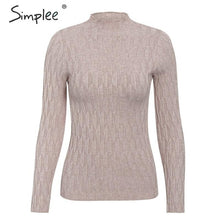 Load image into Gallery viewer, SIMPLEE Knitted Long Sleeve Turtleneck Pullover