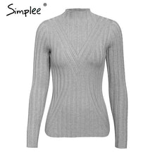 Load image into Gallery viewer, SIMPLEE Knitted Long Sleeve Turtleneck Pullover