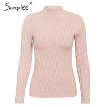 Load image into Gallery viewer, SIMPLEE Knitted Long Sleeve Turtleneck Pullover