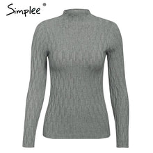 Load image into Gallery viewer, SIMPLEE Knitted Long Sleeve Turtleneck Pullover