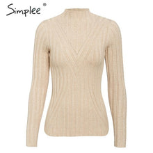 Load image into Gallery viewer, SIMPLEE Knitted Long Sleeve Turtleneck Pullover