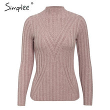 Load image into Gallery viewer, SIMPLEE Knitted Long Sleeve Turtleneck Pullover