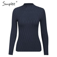 Load image into Gallery viewer, SIMPLEE Knitted Long Sleeve Turtleneck Pullover