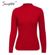 Load image into Gallery viewer, SIMPLEE Knitted Long Sleeve Turtleneck Pullover