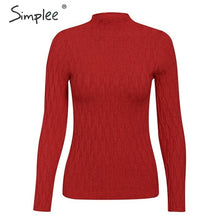 Load image into Gallery viewer, SIMPLEE Knitted Long Sleeve Turtleneck Pullover