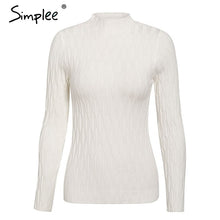 Load image into Gallery viewer, SIMPLEE Knitted Long Sleeve Turtleneck Pullover