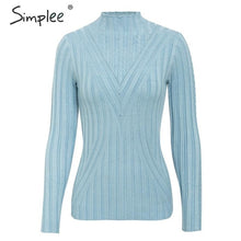 Load image into Gallery viewer, SIMPLEE Knitted Long Sleeve Turtleneck Pullover