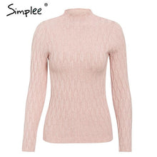 Load image into Gallery viewer, SIMPLEE Knitted Long Sleeve Turtleneck Pullover