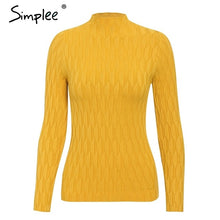 Load image into Gallery viewer, SIMPLEE Knitted Long Sleeve Turtleneck Pullover
