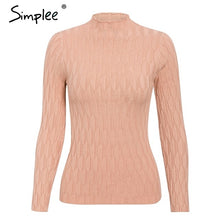 Load image into Gallery viewer, SIMPLEE Knitted Long Sleeve Turtleneck Pullover