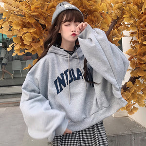 BONNTEE Women Oversize Letter Print Sweatshirt