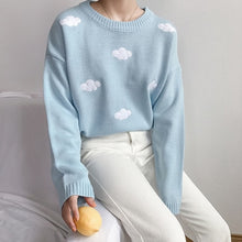 Load image into Gallery viewer, KOKOPIECOCO Vintage Loose Knitted Clouds Sweater