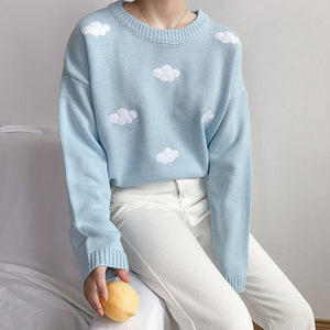 KOKOPIECOCO Vintage Loose Knitted Clouds Sweater