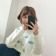 Load image into Gallery viewer, KOKOPIECOCO Vintage Loose Knitted Clouds Sweater