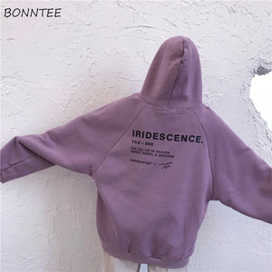 BONNTEE Women Big Pocket Warm Letter Printed Trendy Sweatshirt