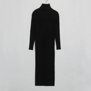 WIXRA Women Knitted Long Knee-Length Turtleneck Dress