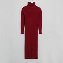 Load image into Gallery viewer, WIXRA Women Knitted Long Knee-Length Turtleneck Dress