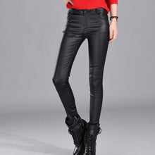 Load image into Gallery viewer, MSDASTE Women Faux Leather Slim High Waist Casual Pants