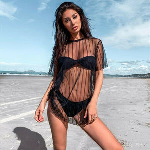 HIRIGIN Women Mesh Sheer Top