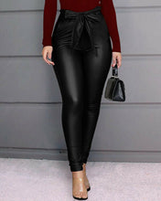 Load image into Gallery viewer, HIRIGIN Belt High Waist Faux Leather Long Pants