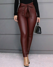 Load image into Gallery viewer, HIRIGIN Belt High Waist Faux Leather Long Pants