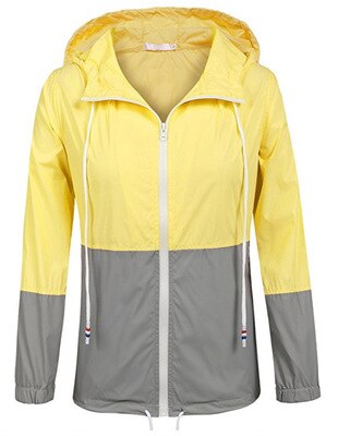 HIRGIN Women Thin Zipper Hooded Windbreaker