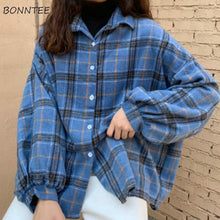 Load image into Gallery viewer, BONNTEE Women Plaid Batwing Sleeve Coat