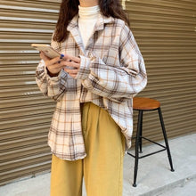 Load image into Gallery viewer, BONNTEE Women Plaid Batwing Sleeve Coat