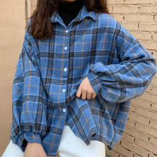 Load image into Gallery viewer, BONNTEE Women Plaid Batwing Sleeve Coat