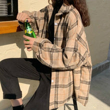 Load image into Gallery viewer, BONNTEE Women Plaid Batwing Sleeve Coat