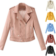 Load image into Gallery viewer, Women Punk Leather Lapel Zipper Motorcycle Jacket