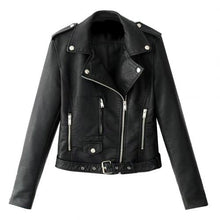 Load image into Gallery viewer, Women Punk Leather Lapel Zipper Motorcycle Jacket