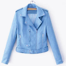 Load image into Gallery viewer, Women Punk Leather Lapel Zipper Motorcycle Jacket