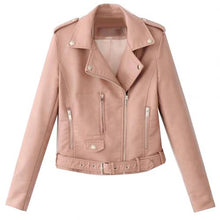 Load image into Gallery viewer, Women Punk Leather Lapel Zipper Motorcycle Jacket