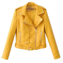 Load image into Gallery viewer, Women Punk Leather Lapel Zipper Motorcycle Jacket