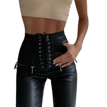 Load image into Gallery viewer, INSTAHOT Women Black Slim Faux PU Leather Pencil Pants