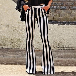 GAOKE Women Loose Elegant High Waist Flare Trousers