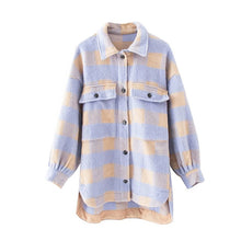 Load image into Gallery viewer, KPYTOMOA Women Oversized Checked Woolen Jacket