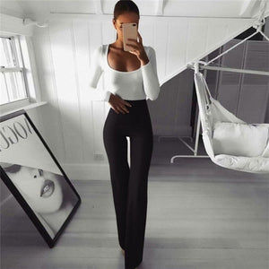 HIRIGIN Women High Waist Slim Flare Pants