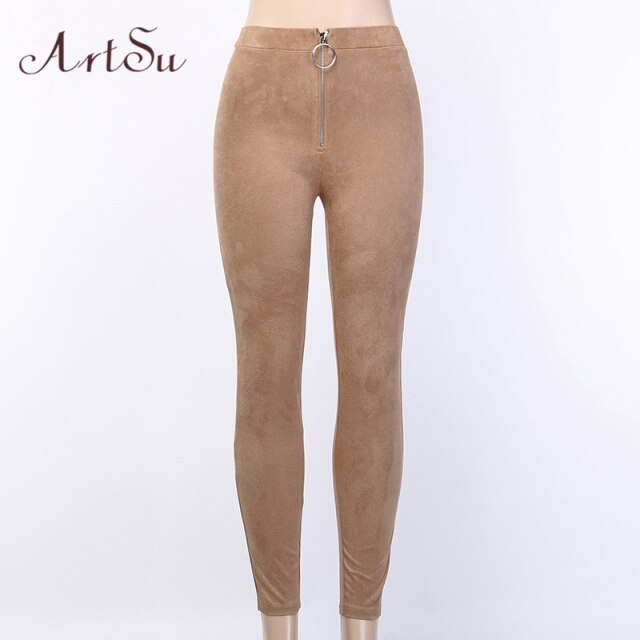 ARTSU Women PU Leather Pencil Pants
