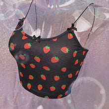 Load image into Gallery viewer, ALLNEON Women Spaghetti Strap Strawberry Print Crop Top