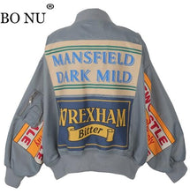 Load image into Gallery viewer, HWLZLTZHT Women Embroidery Patch Design Oversize Bomber Jacket