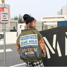 Load image into Gallery viewer, HWLZLTZHT Women Embroidery Patch Design Oversize Bomber Jacket